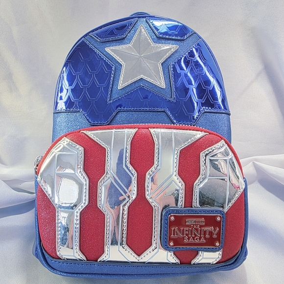 Loungefly Marvel Comics Captain America Costume Shine Backpack Bag New - Picture 1 of 12